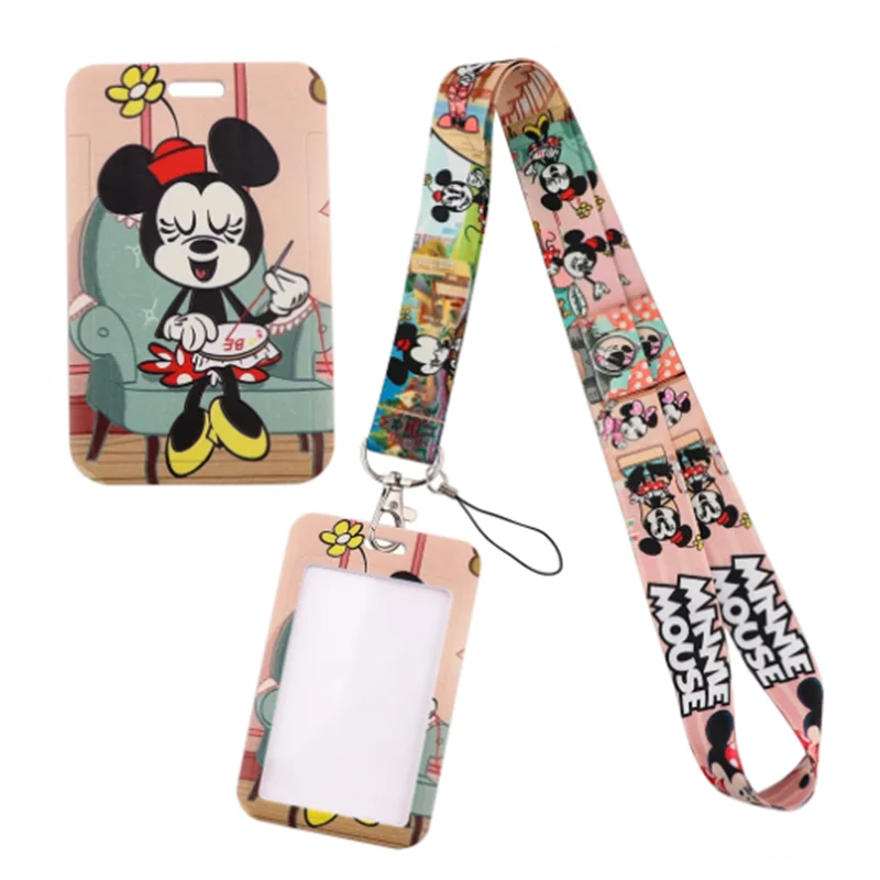 Minnie Mouse Neck Strap Lanyard keychain Mobile Phone Strap ID Badge Holder Rope Key Chain Keyrings Gift Webbings Ribbons Gifts