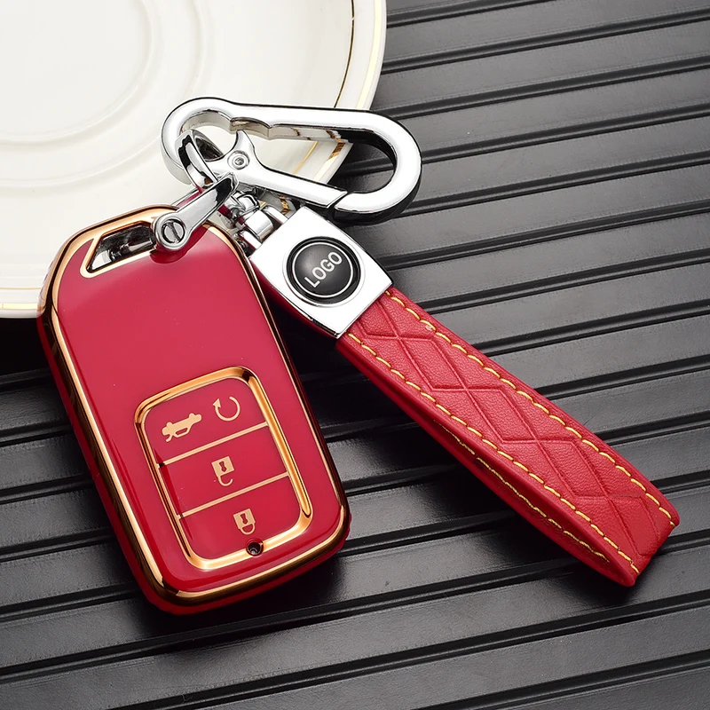 

Новый Стильный чехол для ключей из ТПУ, подходит для Honda Accord Key, чехол Civic CRV URV, Женский высококлассный чехол с пряжкой