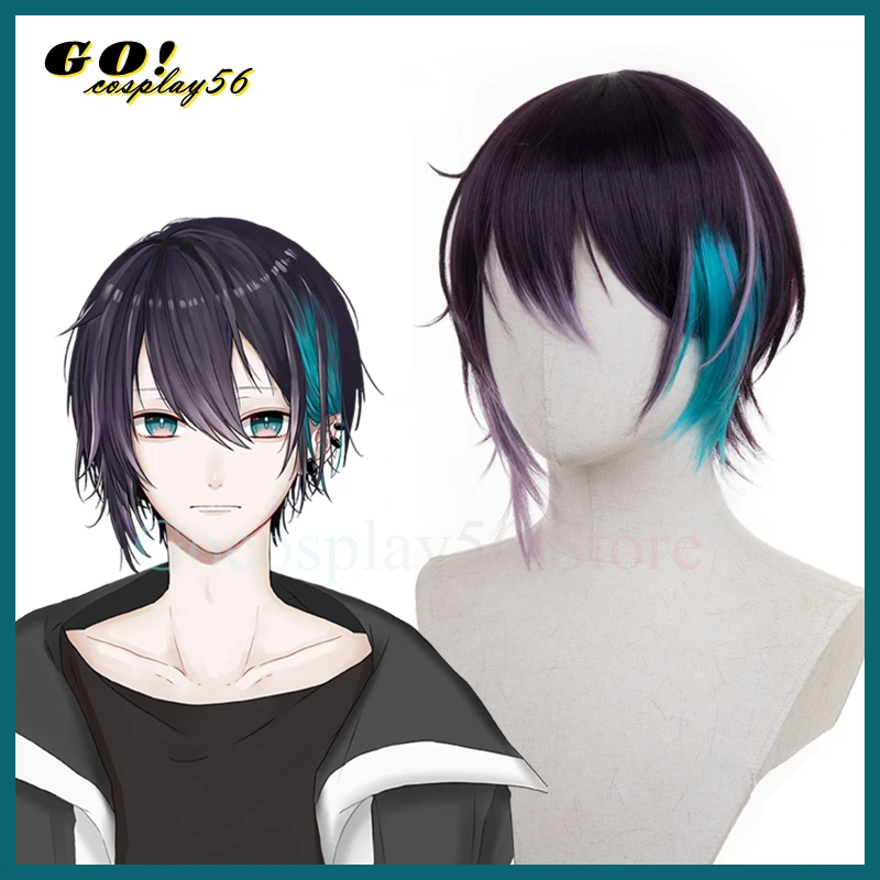 

Vtuber Mayuzumi Kai Cosplay Wig NIJISANJI EN myy Dark Brown Blue Short Hair NEW Virtual Idol Youtuber Role Play Headwear