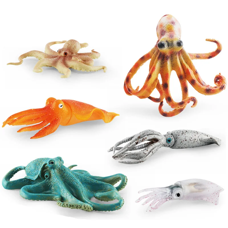 

Имитация морского животного, кальмар, осьминог, краб, морская звезда, модель, фигурки, миниатюрные Игрушки для раннего развития, подарок для детей