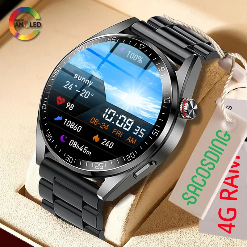 

New 466*466 AMOLED Smart Watch Always Display The Time Bluetooth Call 4G Local Music Business Men Smartwatch For Xiaomi Huawei