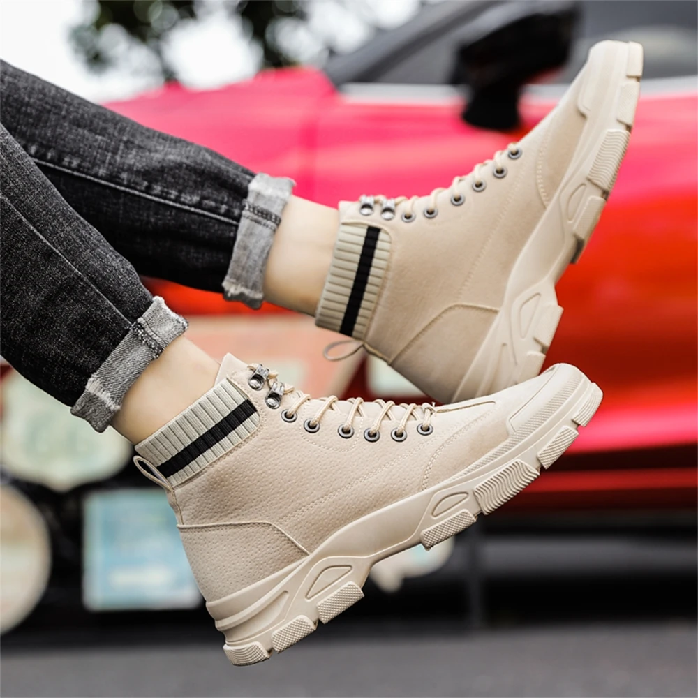 

High-Top Men Martin Boots British Style Winter Platform Work Shoes Canvas Ankle Male Non-slip Military Snow Boot