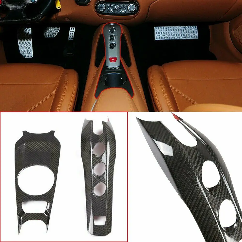 

For Ferrari F12 Berlinetta 2013 Real Carbon Fiber Car Central Control Shift Panel Water Cup Holder Panel Cover trim Accessories