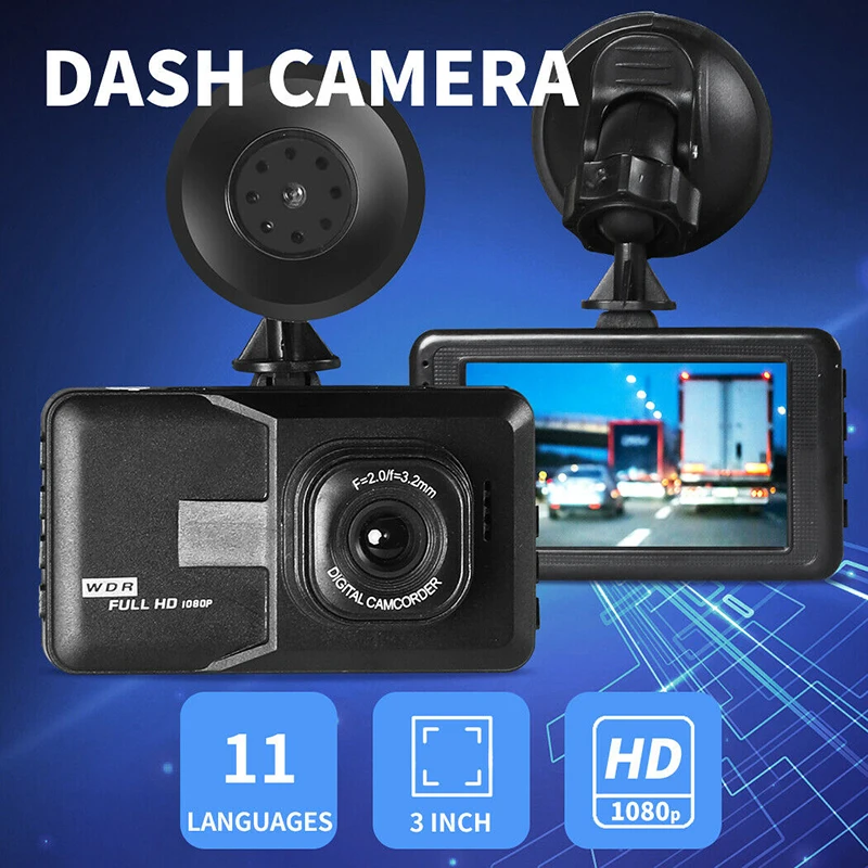

1pc 3 inch LCD Display Screen Car Dash Cam 1080P FHD DVR Video Recorder Camera 120 Wide-angle Lens For Auto Dash Camera Mount