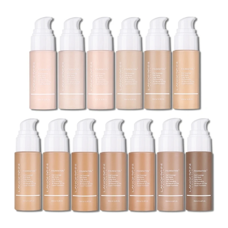 

Langmanni Liquid Foundation Soft Matte Liquid Foundation 24HR Oil Control Concealer Foundation Full Coverage Makeup