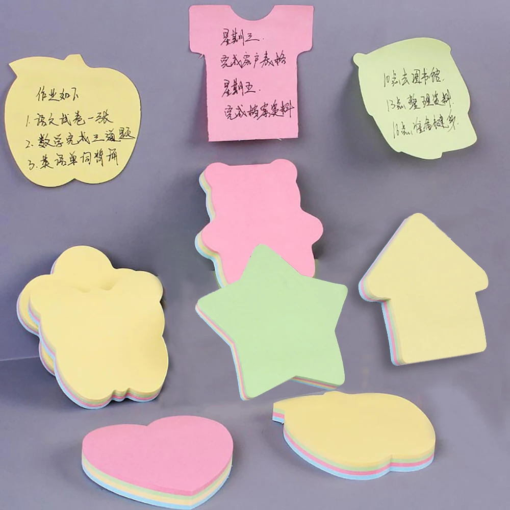 

100Sheets/Pack Cute Memo Pad Self Adhesive Creative Stationery Color Thicken Notepad Sticky Note Paper Office School Supplies