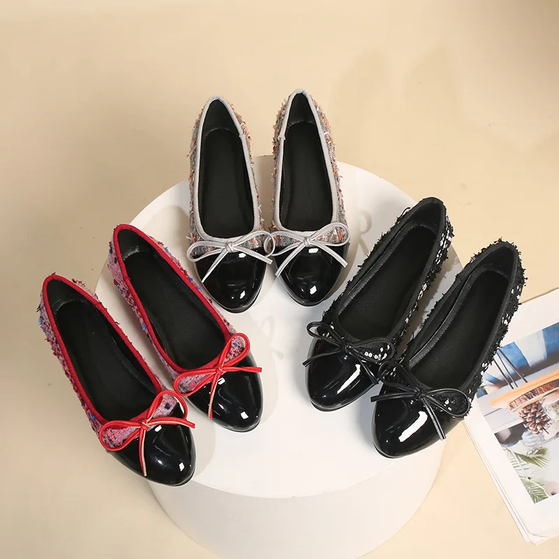 

Classic Designer Dress shoes Ballet Flats Dance shoes fashion women black Flat boat shoe sandal Lady leather Lazy Loafers 33-43