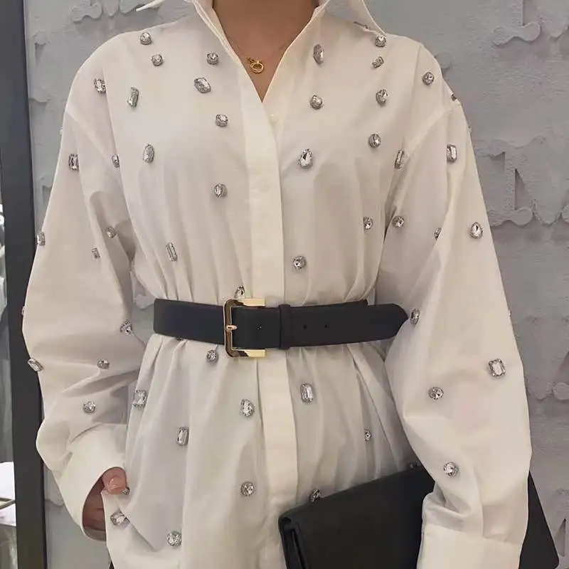 Рисунок 3 - Женская Однотонная рубашка со стразами