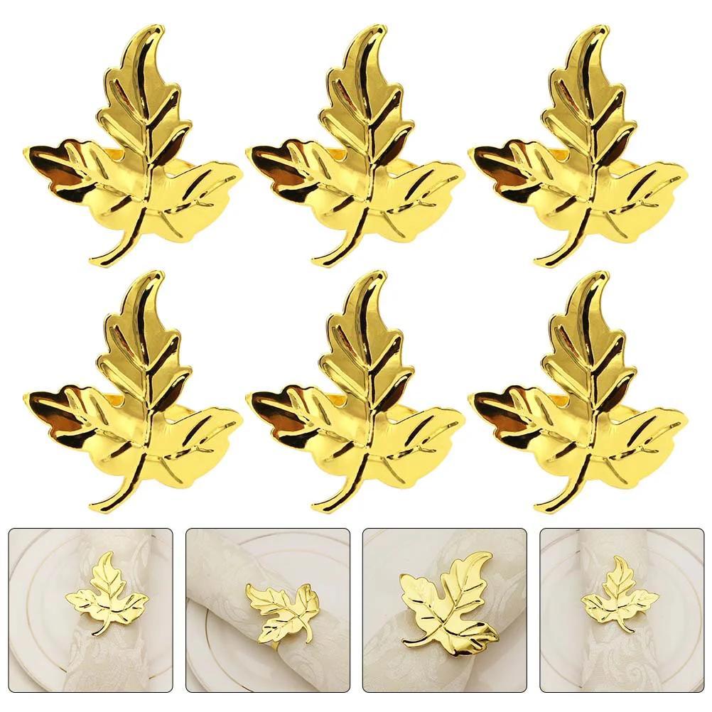 

6Pcs Rings Napkin Buckle Golden Napkin Ring Napkin Rings Napkin Decorative Ring for Photography Party Decorate Banquet