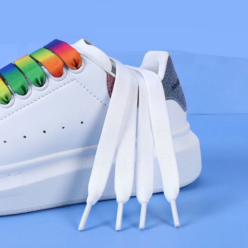 Плоские шнурки радужного цвета для кроссовок McQueen повседневные мужчин и женщин