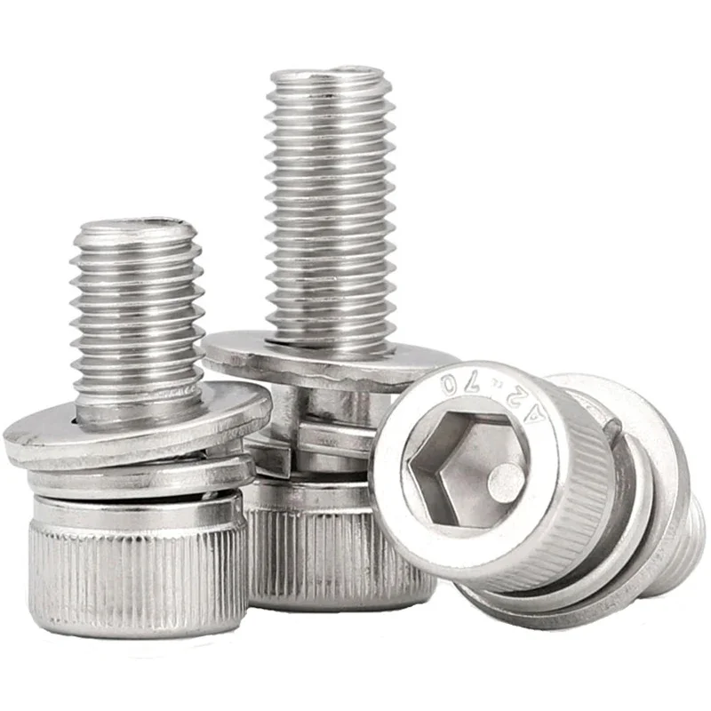 Набор шестигранных болтов 20 комплектов M4 M5 M3 винты DIN912 плоская пружинная шайба