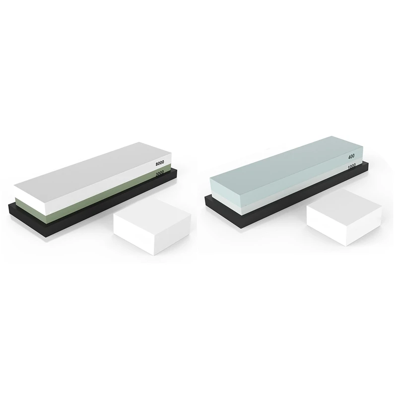

2 Pcs Premium Whetstone Sharpening Stone 2 Side Knife Sharpener Waterstone With Nonslip Rubber Base And Flattening Stone , Grit