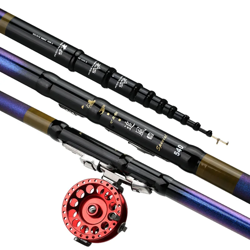 High Quality Carbon Fishing Rod 4.5M 5.4M 6.3M 7.2M Three Positioning Telescopic Fishing Rod Spinning Fishing Tackle Sea pole