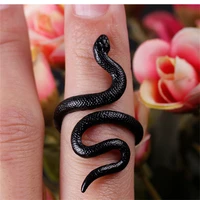 copper material premium mens rings ladies punk goth snake ring exaggerated black plated gothic adjustable party gift jewelry