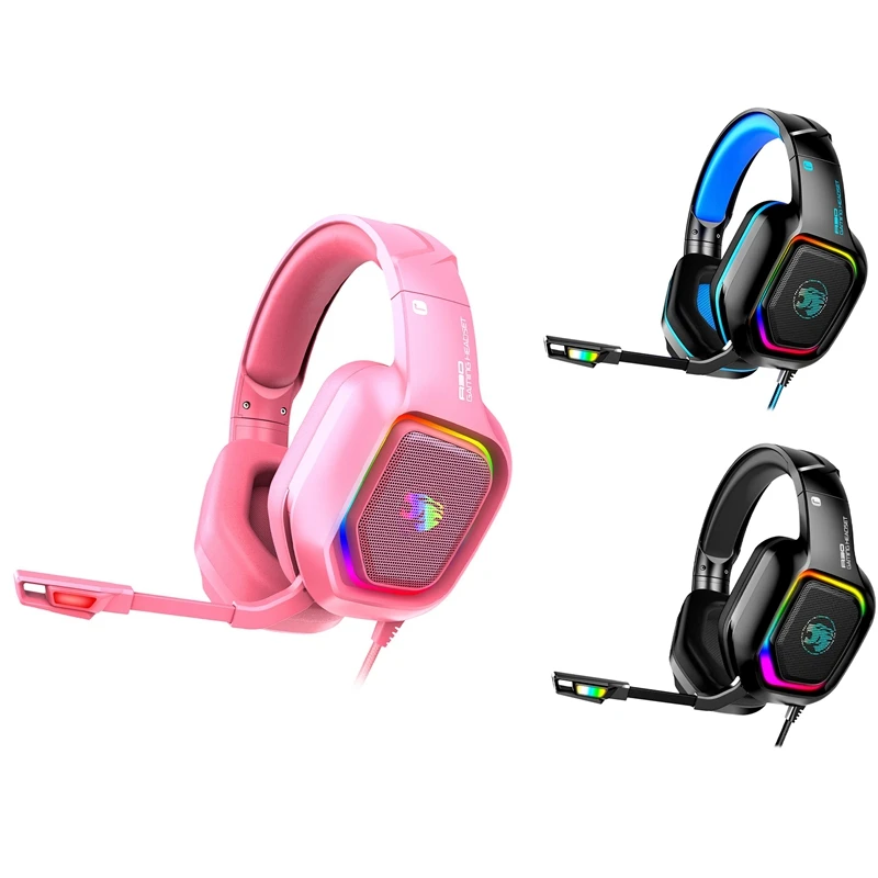 

Проводная игровая гарнитура, гарнитура RGB со светодиодсветодиодный подсветкой и микрофоном, сабвуфер 7,1, игровая гарнитура для PS4, ПК