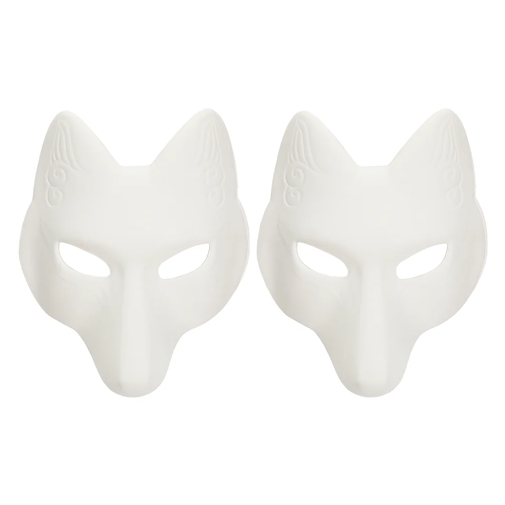 

2 Pcs DIY Fox Mask Halloween Unpainted Blank Japanese Clothes Men Animal Costumes Kids Eyeball
