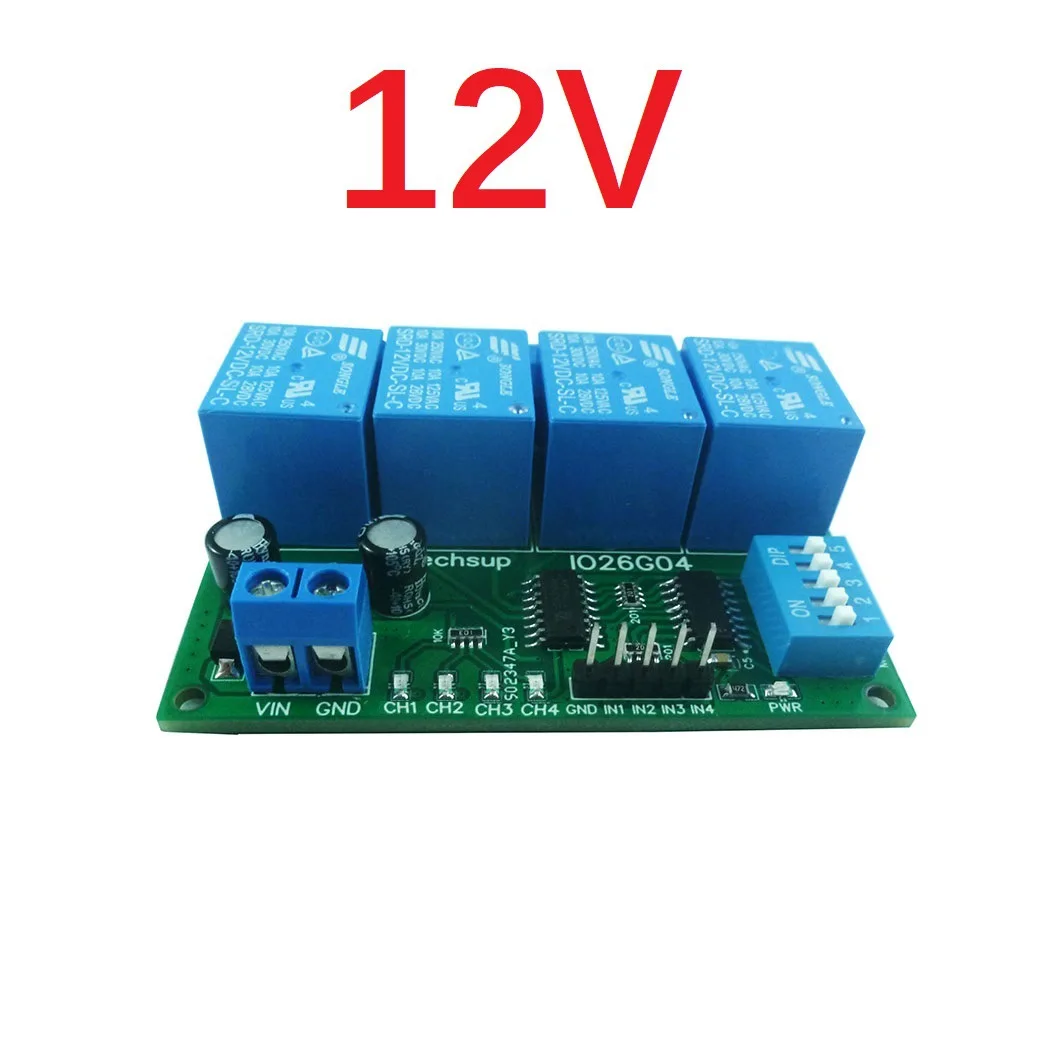 

DC 5V 12V 24V 4 Channel Delay Relay Module DIP Relay Switch Flip-Flop Latch Bistable Self-locking Interlock Power Conditioner