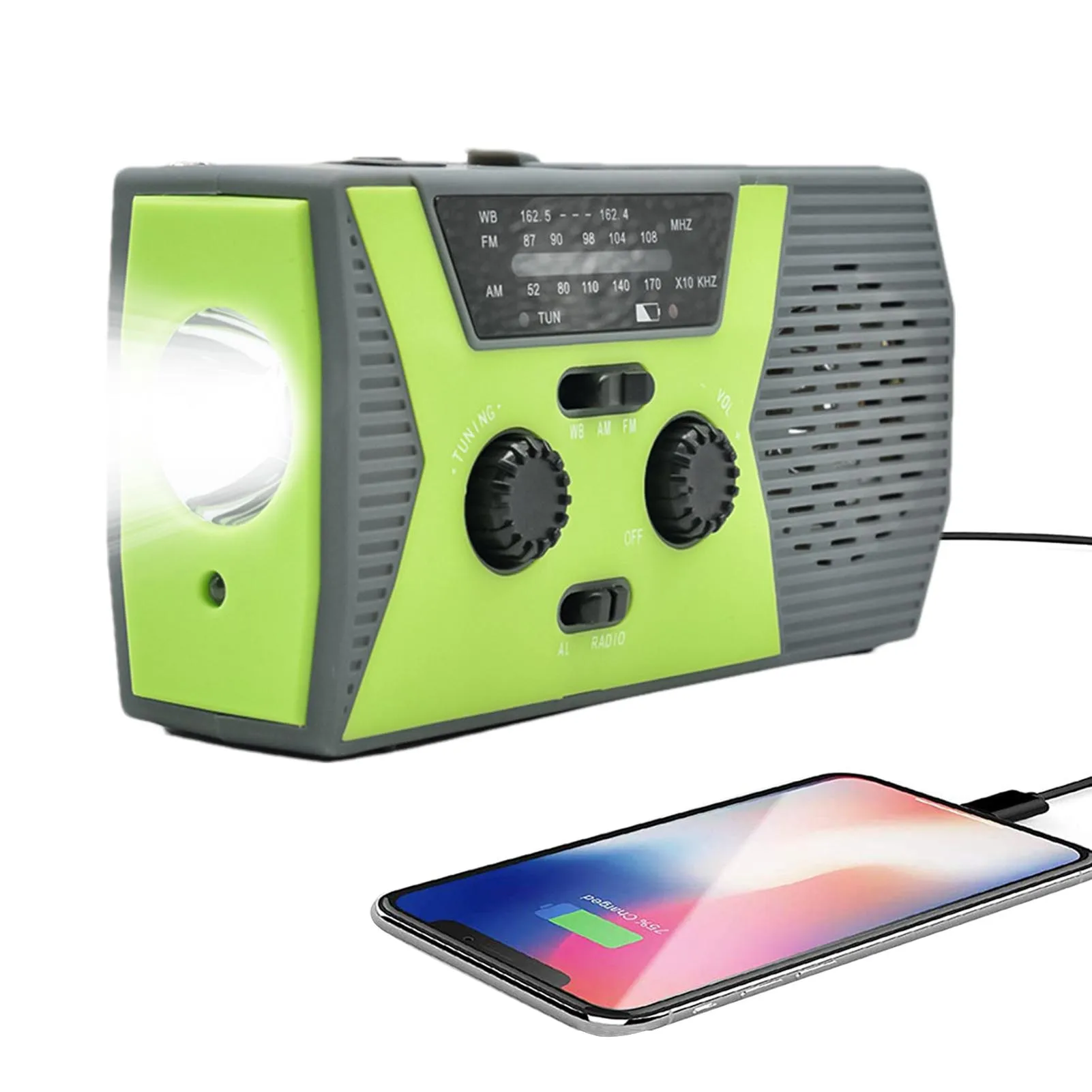 

Weather Radio Hand Crank RadioSolar Battery-Operated Radios 4 Ways Of Power Supply Power Bank Function AM FM WB Radios
