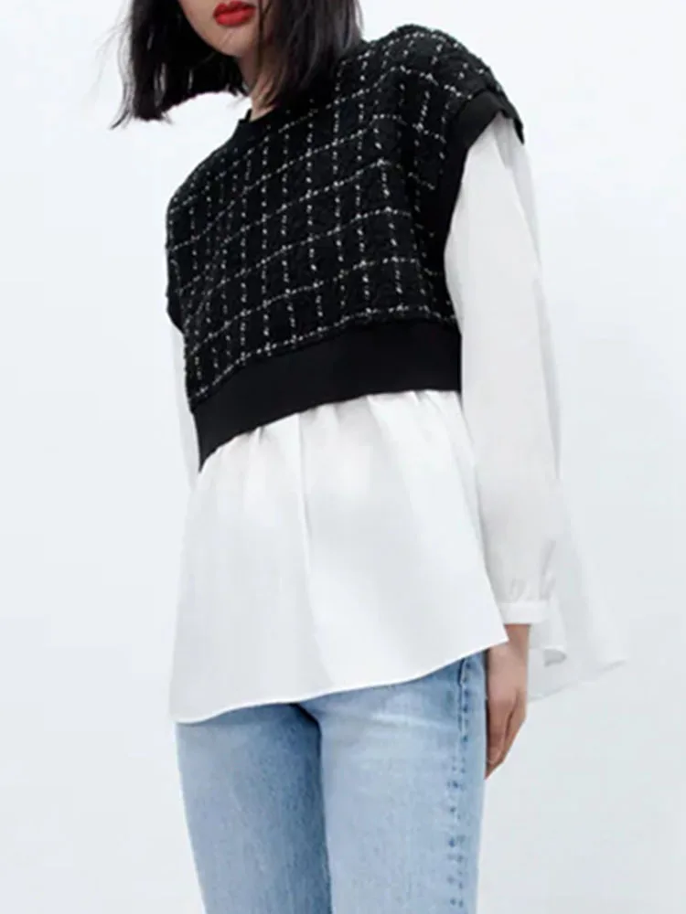 Женский топ с круглым вырезом повседневный Свободный контрастной строчкой