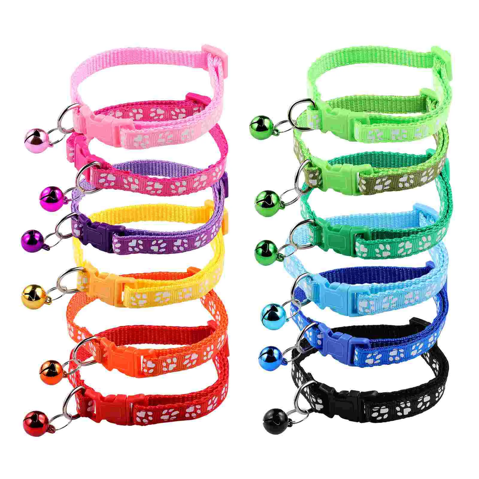 

POPETPOP 12pcs Footprint Printed Pet Collar Bell Pet Neck Ring Pet Supplies for Dog Puppy (Random Colors)