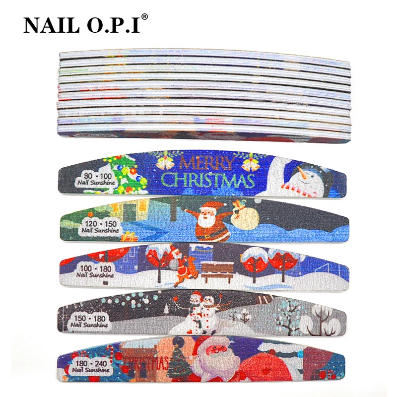 

10 Pcs Christmas Plastic Nail Files Professional Material Nails For Trimming Manicure Shaping Polishing Tools Sanding File Block