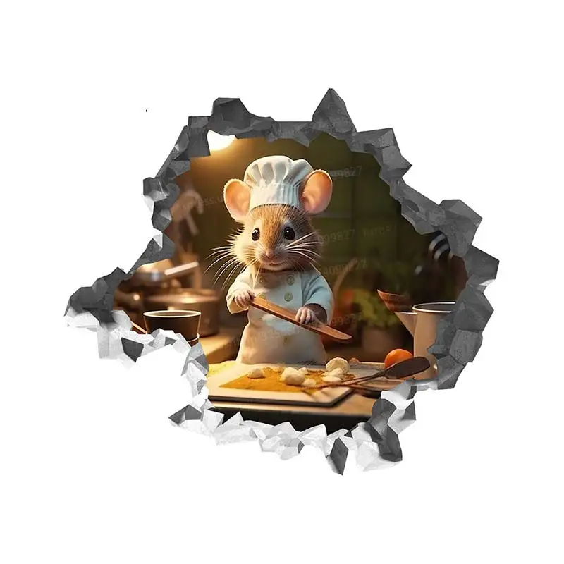 

3D настенная наклейка с отверстием для мыши шеф-повара