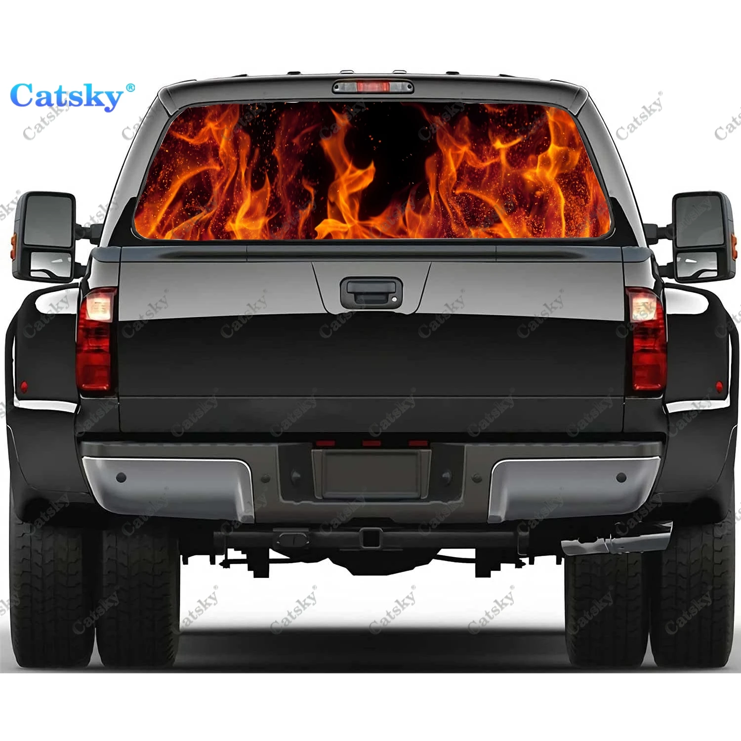 

Огненная фотография ПВХ декоративная наклейка для грузовика перфорированная виниловая универсальная наклейка