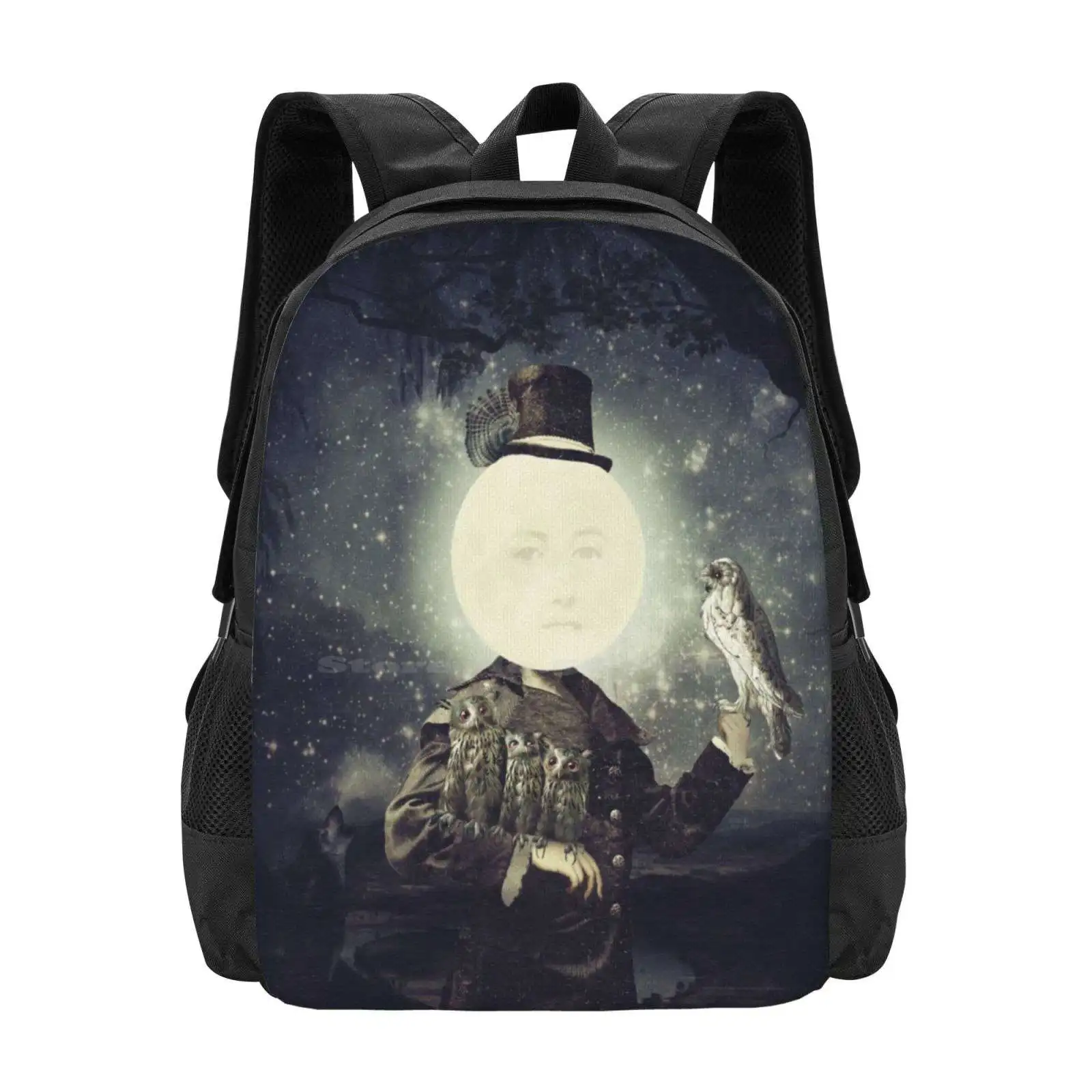 

Full Moon Large Capacity School Backpack Laptop Bags Owl Moon Wolf