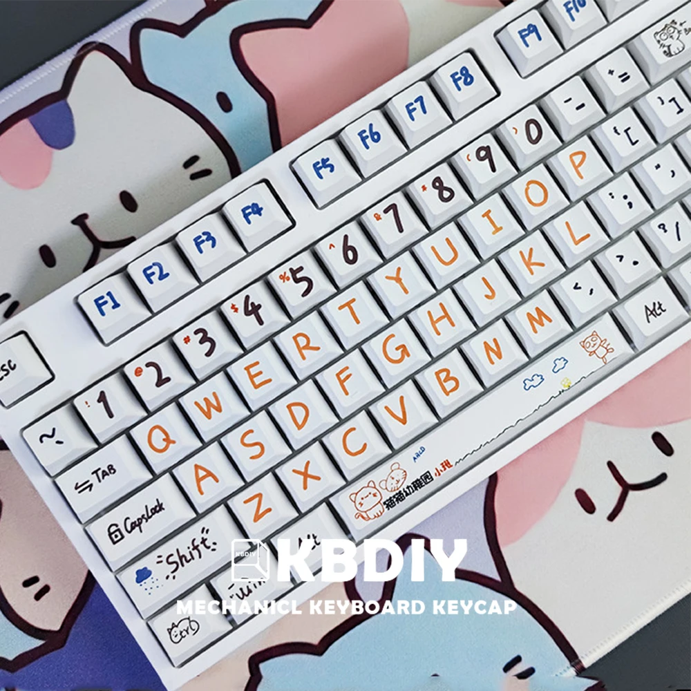 KBDiy 138 Keys Graffiti Keycap Cherry Profile PBT Keycaps for Mechanical Keyboard Custom Cute Anime Key Caps Set Tester68 Rk61