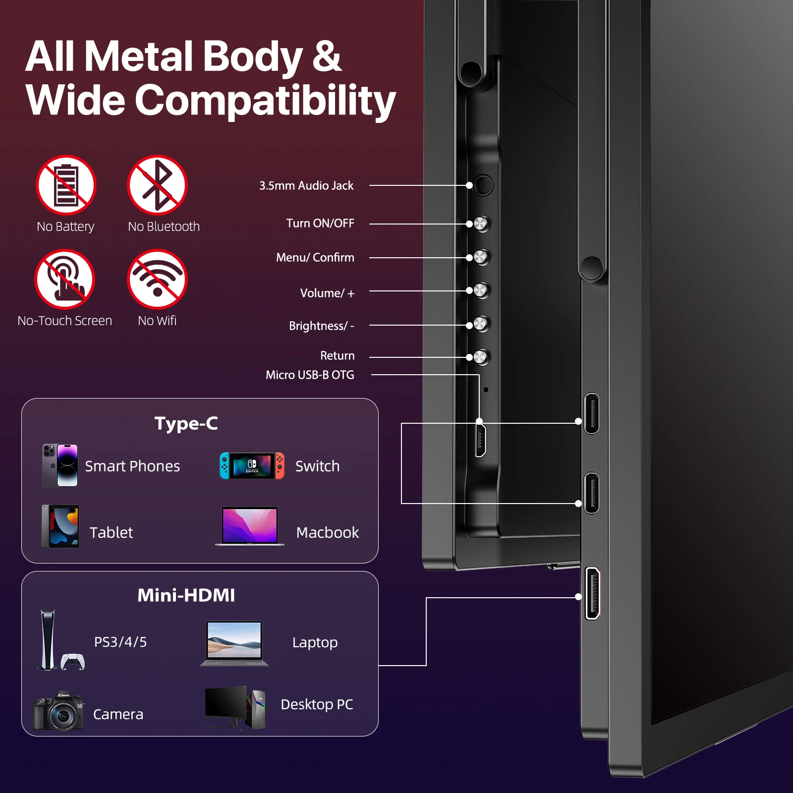 UPERFECT UBox T118 18.4 Портативные мониторы 4K игровые дисплеи 60 Гц USB C HDMI для PS5/4