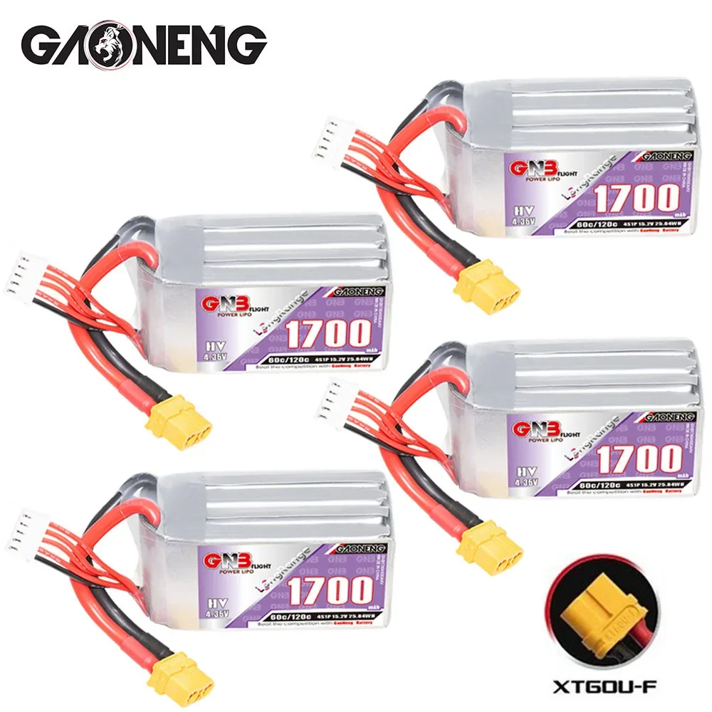 GAONENG Max 120C 15 2 В HV 1700 мАч 60C Lipo Батарея для FPV Racing Drone RC Racer Вертолет 4S LiHV с разъемом XT30