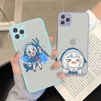 gawr gura hololive anime phone case for iphone x xr xs 7 8 plus 11 12 13 pro max 13mini translucent matte shockproof case