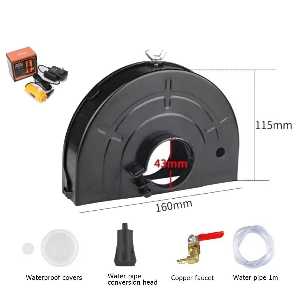 

160mm Angle Grinder Shield Set Water Cutting Machine Base Safety Cover With Water Pump Dust Collecting Guard Kit Power Tools