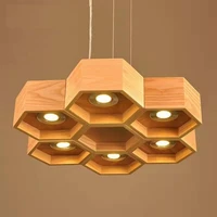 dining room lamps honeycomb pendant lamp living room lamp fixtures creative personality loft wooden japanese style art led bulbs