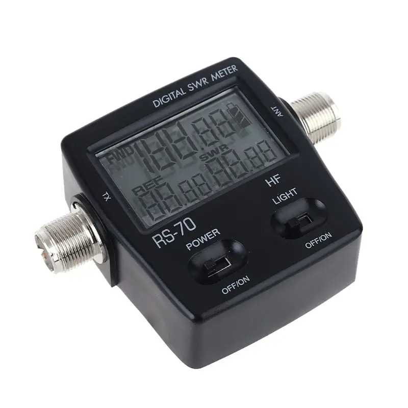 NISSEI RS-70 Digital SWR Power Meter Counter with LED Display Backlight Micro USB-DC 5V Output 1.6-60MHz 200W for M Type