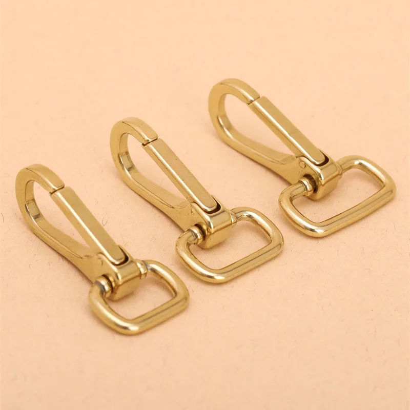 

1pcs Solid Brass Snap Hook Swivel Eye Push Gate Trigger Clasp for Leather Craft Bag Strap Belt Webbing Pet Dog Leash Clip 3 Size