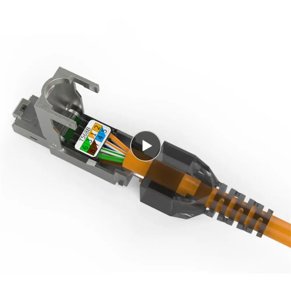 

Category 7 Shielded Pressure-free Crystal Head 10 Gigabit Transmission Orange Network Cable Butt Joint Zinc Alloy Material Black