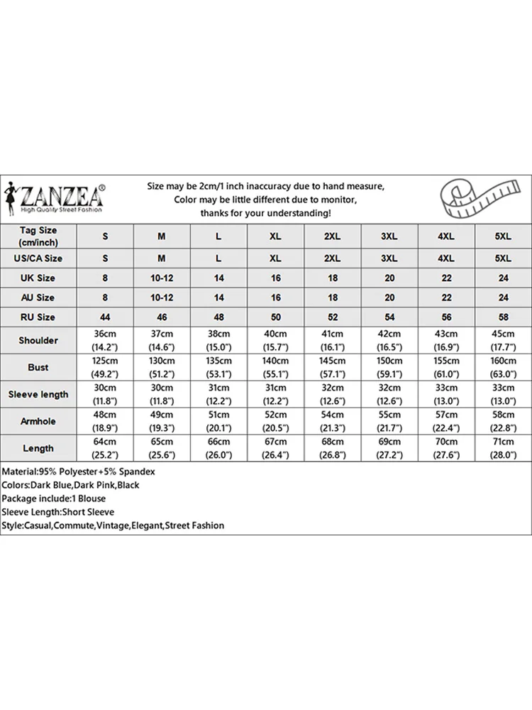 Ассиметричная плиссированная блузка ZANZEA с круглым вырезом женские топы коротким