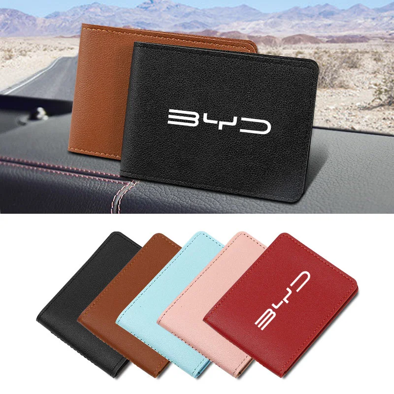 Автомобильный кожаный чехол для карты с сертификатом BYD Tang F3 E6 Atto 3 Yuan Plus Song Max F0 G3 I3