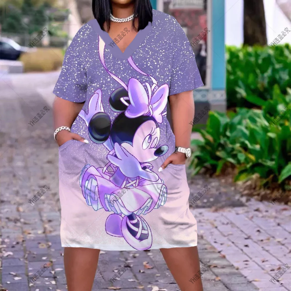 Женское винтажное платье до колен с коротким рукавом и 3D-принтом Микки Мауса |