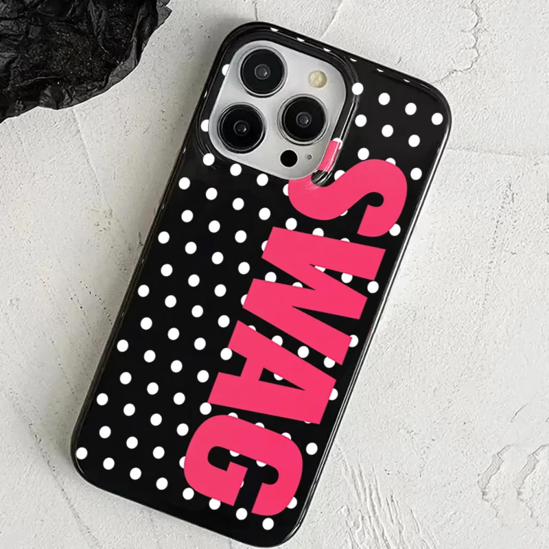 Фото Чехол для телефона с узором в горошек и надписью SWAG для iPhone 17 16 15 14 13 12 11 Pro Max Air 16e XR X XS 7 8 Plus, мягкий чехол №5