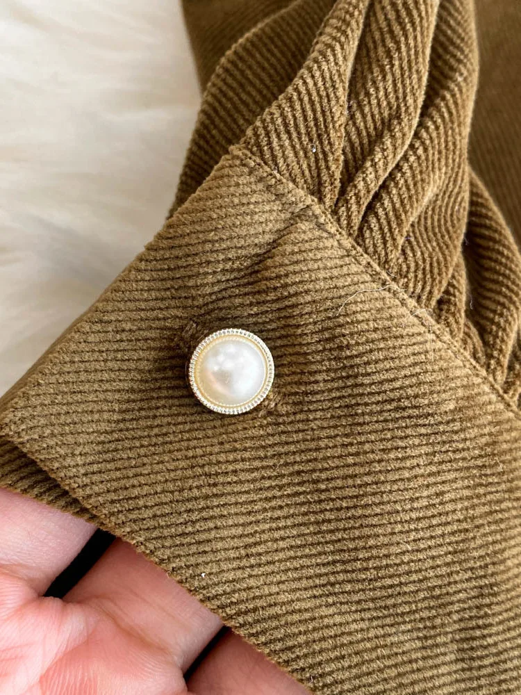 EWQ Рубашка с длинными рукавами во французском стиле и толстые клетчатые платья на