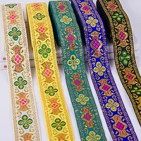 new 40mm embroidery vintage ethnic polyester ribbon lace accessories flower trim diy clothes bag dress decoration 7 yards