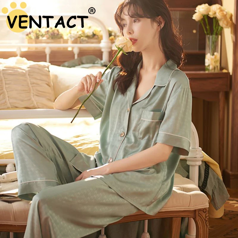 

Пижамный костюм VENTACT женский из вискозы, свободная одежда для сна с коротким рукавом, уличные брюки для женщин, удобная домашняя одежда