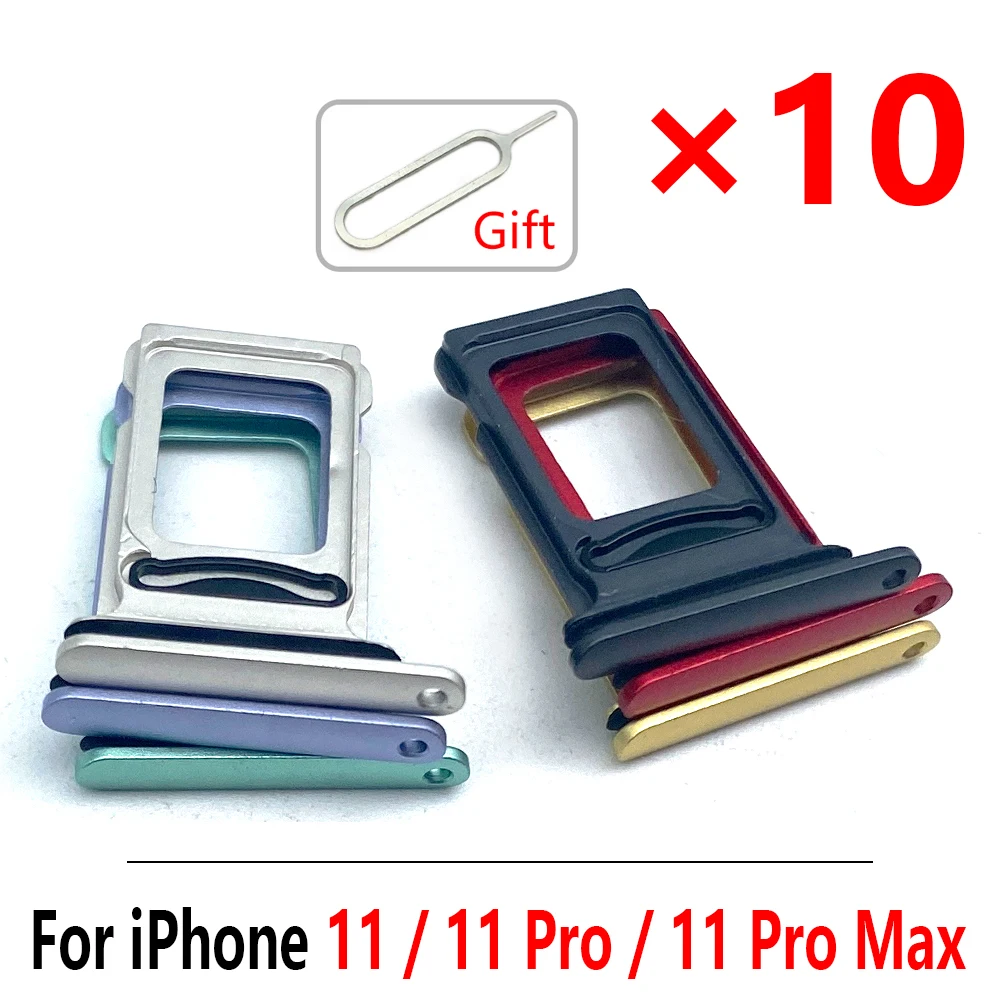 

10Pcs Sim Card Socket Slot Tray Reader Holder For iPhone 11 Pro Max 11Pro Sim Port Tray Replacement Spare Parts