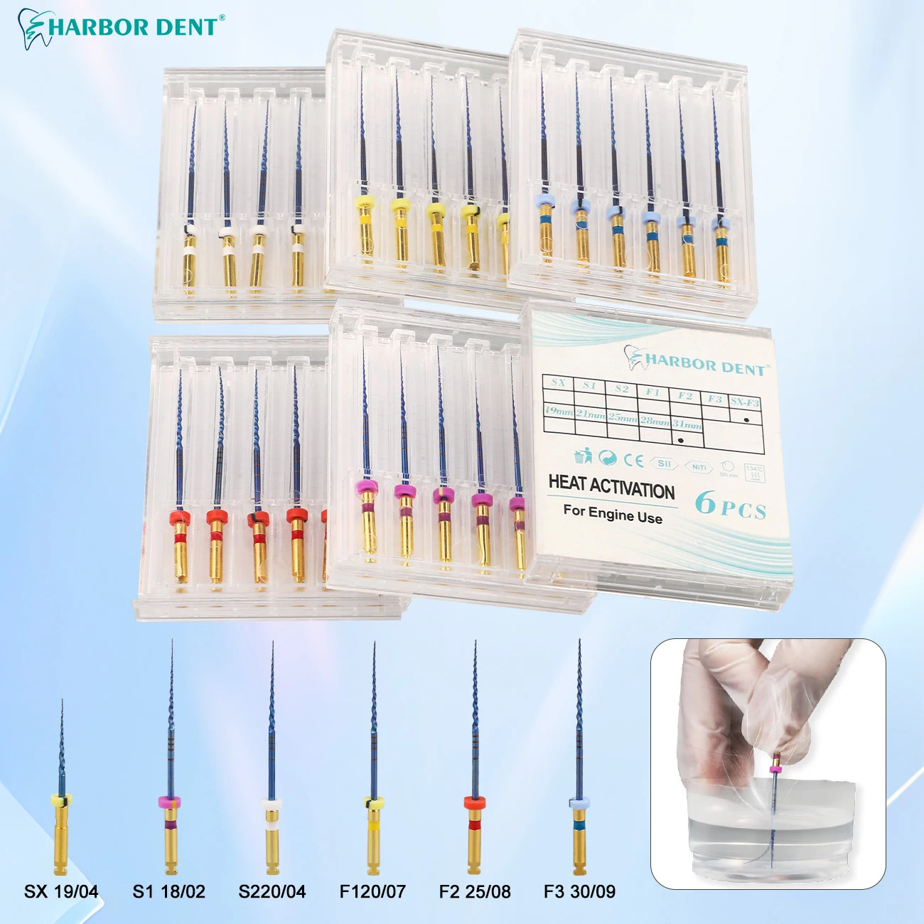 6 шт./кор. файлы для корневых каналов зубов NiTi машина использования большие