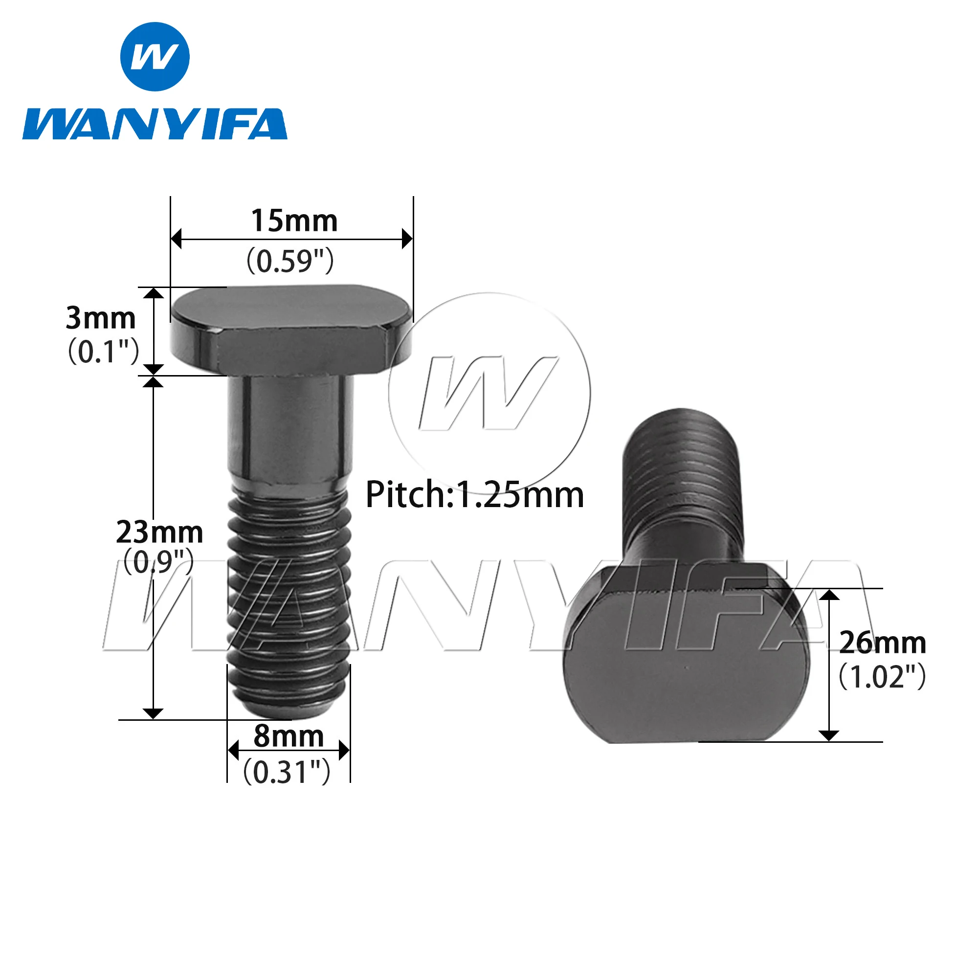 Фото Титановый болт Wanyifa M8x23 мм, шаг 1,25 мм, винт с квадратной головкой и Т-образным пазом для мотоциклов, Ti-крепеж №2