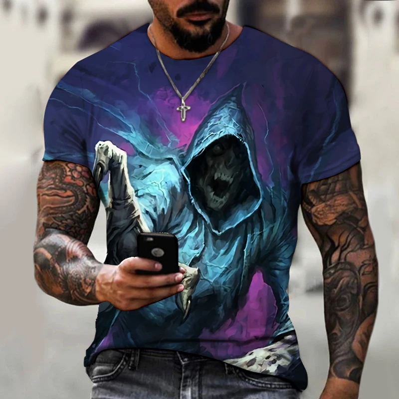 

Fashion summer abstract pattern HD printing short-sleeved top T-shirt European and American style street Harajuku T-shirt