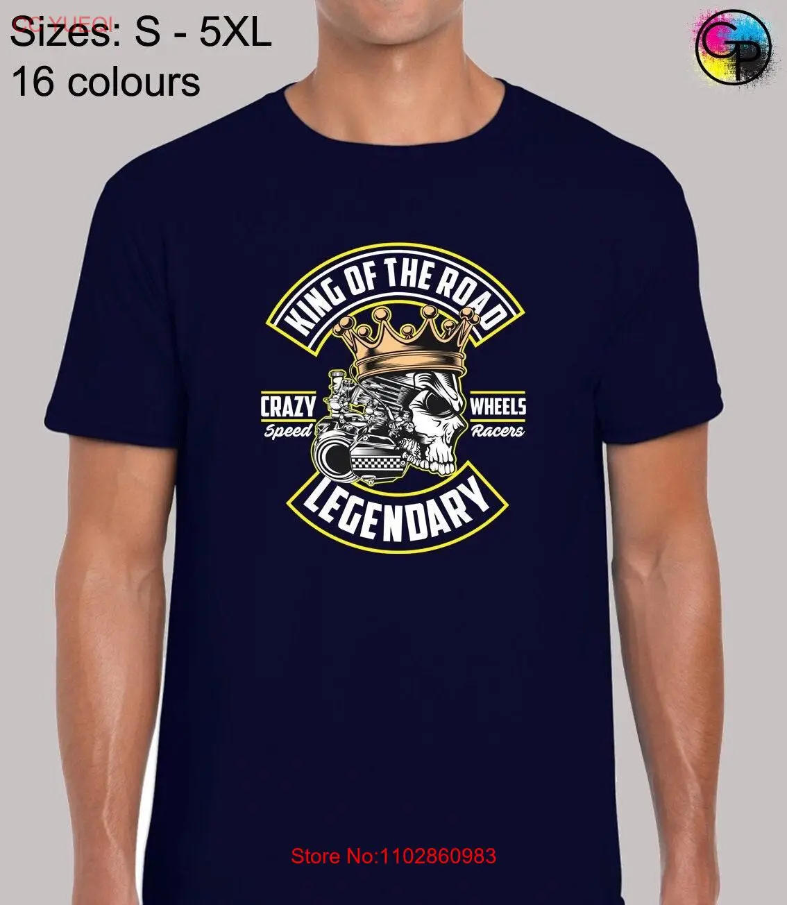 Мужская футболка King of the Road унисекс забавная новинка слоган крутой автомобиль