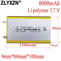 8 20pcs lithium ion polymer 3 7v 8000mah 9060100 li polymer li ion batteries for tablet pc bank gps mp3 mp4 speakers battery